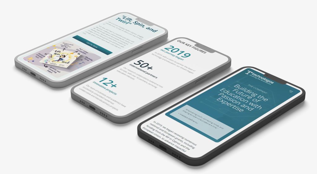 Technologos pages in three devices