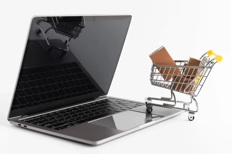 laptop with shopping cart
